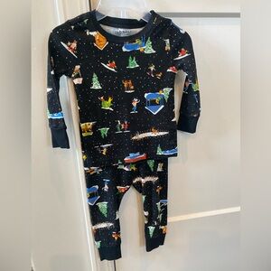 Old Navy Kids Pajama Set - Black with Colorful Winter Print
